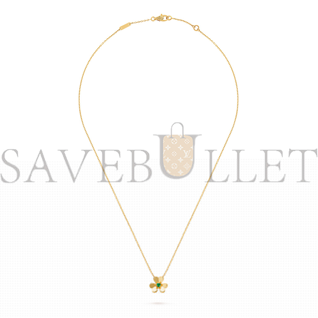 V*N CL*F arpels frivole pendant, mini model - yellow gold, emerald  vcarp7sb00